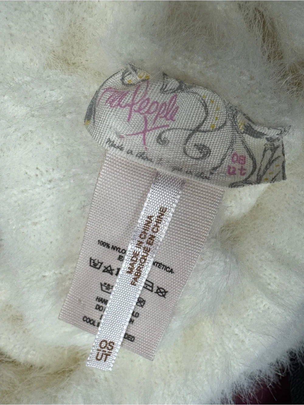 Free People White Fuzzy Winter Hat Women’s OS